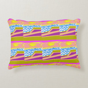 Sunset Yacht Waves Accent Pillow