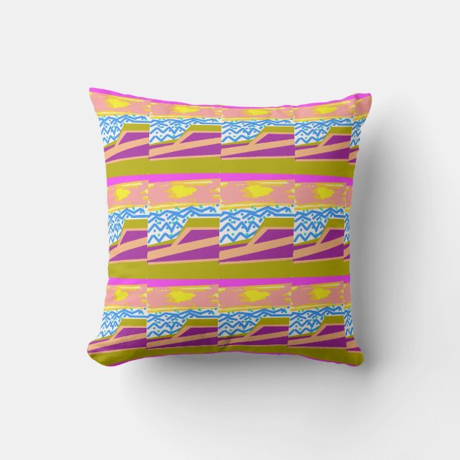 Sunset Yacht Waves Throw Pillow (Front)