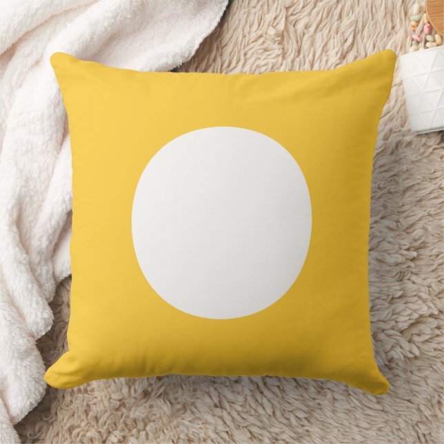 Sunset Yellow and White Polka Dot Reversible Throw Pillow (Blanket)