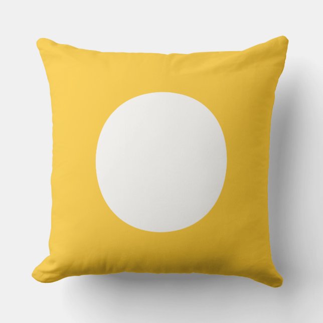 Sunset Yellow and White Polka Dot Reversible Throw Pillow (Front)
