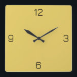 Sunset Yellow E6CB5F Colour - Add Your Name Option Square Wall Clock<br><div class="desc">Add a name, initials or some text, or keep the colour alone. Colour coordinates with other items in the store based on the name and the HEX code (six-digit hex triplet) shown. Use this code to mix, match and customize any other item to go with this, or to add to...</div>