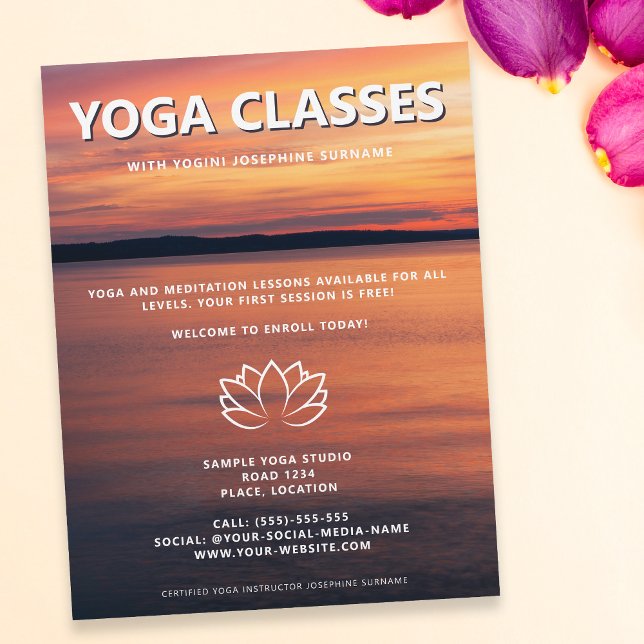 Sunset Yoga Classes Yoga Studio Promotional Flyer (Creator Uploaded)