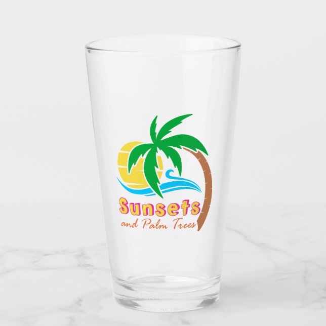 Sunsets And Palm Trees Summer Season Glass (Front)