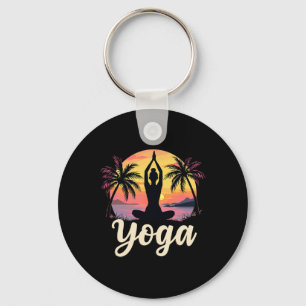 Sunsets And Yoga Meditation - Namaste Vintage Yoga Keychain
