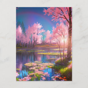 Sunset's Beauty Unveiled in the Wetlands Postcard