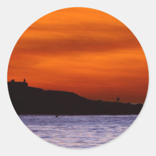 Sunsets La Jolla Beaches Clouds Orange Classic Round Sticker