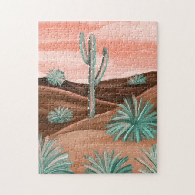 Sunsetting Arizona Desert  & Cactus Landscape Jigsaw Puzzle (Vertical)
