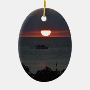 Sunsetting over Lake Michigan Ceramic Ornament