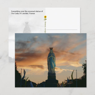 Sunsetting over Our Lady of Lourdes, France -  Postcard