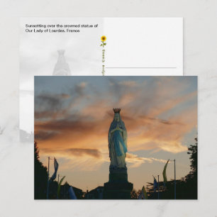 Sunsetting over Our Lady of Lourdes, France - Postcard