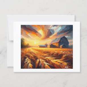 Sunsetting Over The Wheat Fields, Postcard