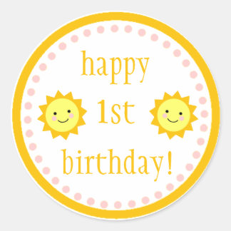 Sunshine 1st Birthday Classic Round Sticker