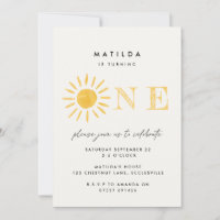 sunshine 1st birthday watercolor sun yellow modern