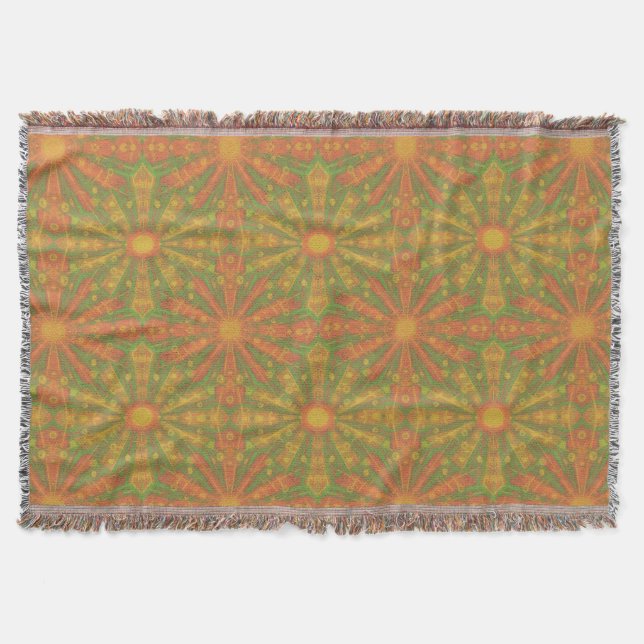 "Sunshine" abstract pattern in orange and yelllow Throw Blanket (Front)