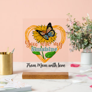 Sunshine add text sentiment butterfly acrylic sign