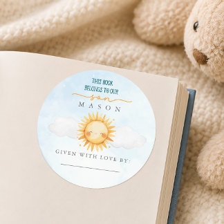 Sunshine and Blue Skies Baby Bookplate Sticker