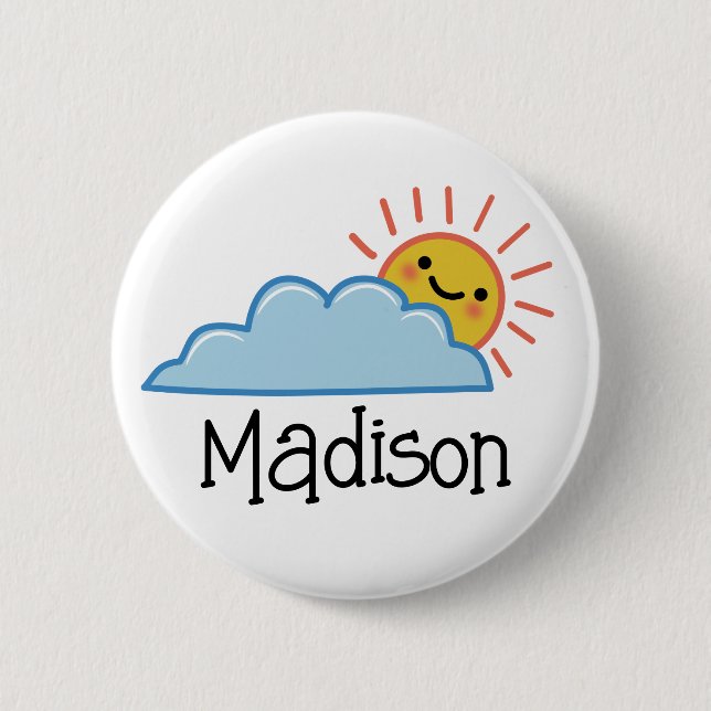 Sunshine And Clouds Personalized 2 Inch Round Button (Front)