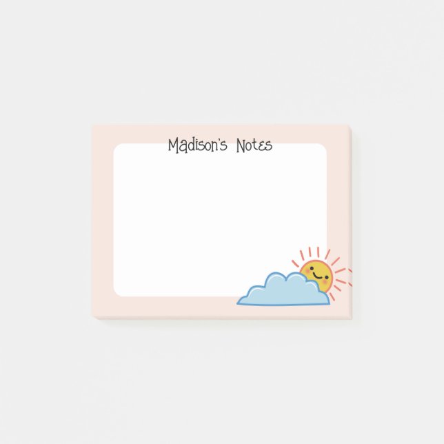 Sunshine And Clouds Personalized Post-it Notes (Front)