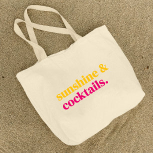 Sunshine and Cocktails Vacation Beach Large Tote Bag