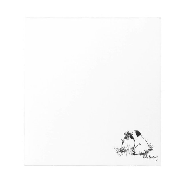 Sunshine and Flowers Pug Notepad (Front)