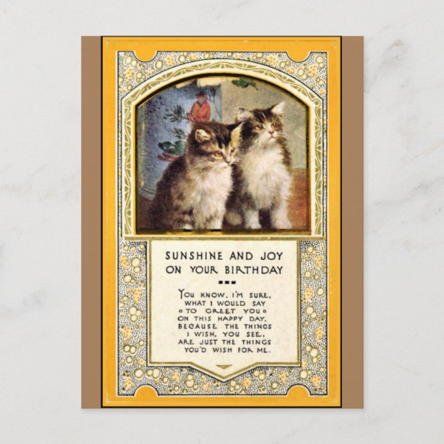 Sunshine and Joy on Your Birthday, vintage Postcard (Front)