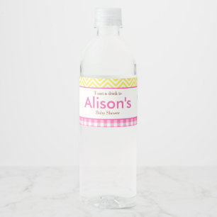 Sunshine and Lemonade Pink and Yellow Water Bottle Label