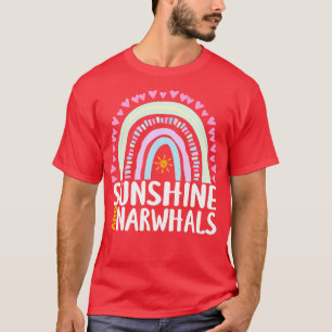 Sunshine and Narwhals Cute Rainbow Gift for Womens T-Shirt
