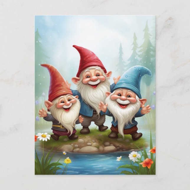 Sunshine and Rain Gnomes Postcard (Front)