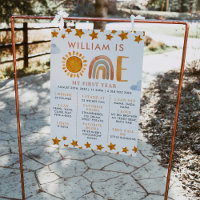 Sunshine and Rainbow 1st Birthday Milestone Board 