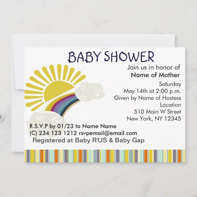 Sunshine and Rainbow Invitation (Front)