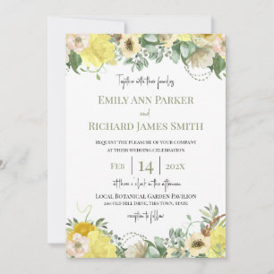 Sunshine and Roses Watercolor Floral Invitation