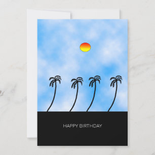 Sunshine and Silhouette Coconut Trees Birthday Card