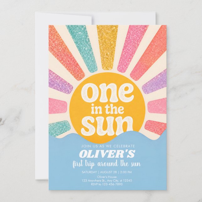 Sunshine and Smiles One Year Celebration  Invitation (Front)