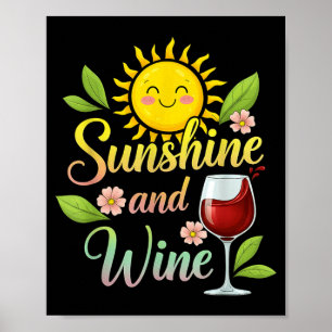 Sunshine and Wine Funny Wine Pun Tee for Women Poster