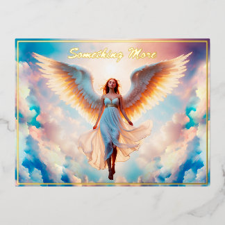 Sunshine angel woman heaven colourful lovely  foil holiday postcard