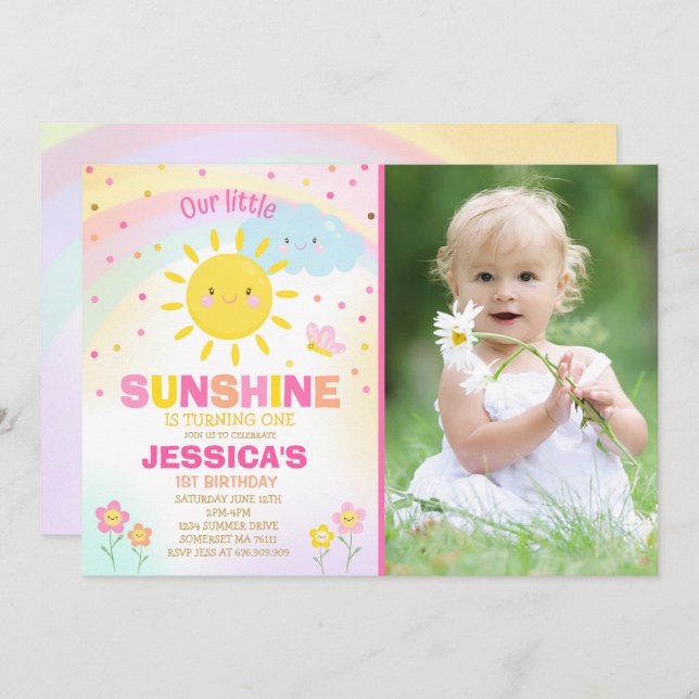 Sunshine Anniversaire Invitation Little Sunshine P (Devant / Derrière)