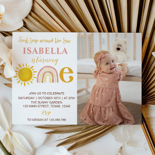 Sunshine Arc-en-ciel 1er anniversaire Invitation p