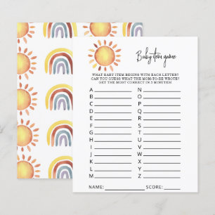 Sunshine Baby Item Game. Baby Shower Game