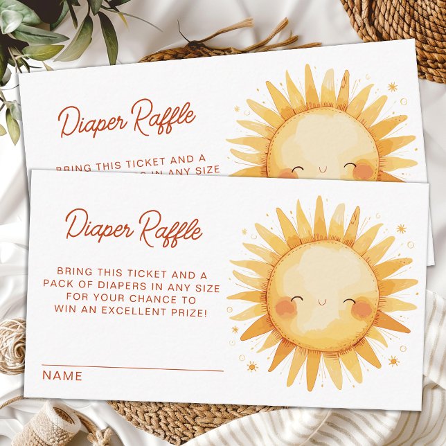 Sunshine Baby Shower Boho Cute Sun Diaper Raffle Enclosure Card (Creator Uploaded)
