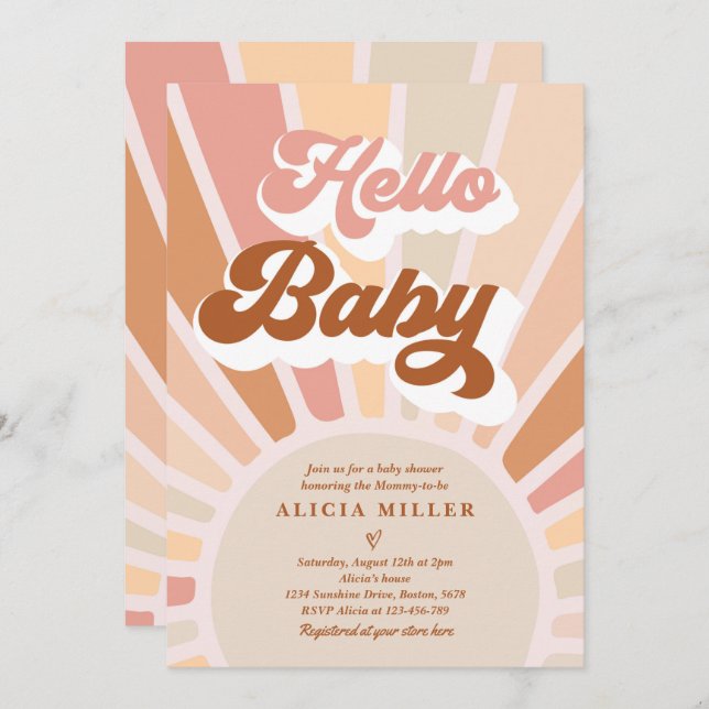 Sunshine Baby Shower Boho Muted Rainbow Sunshine Invitation (Front/Back)