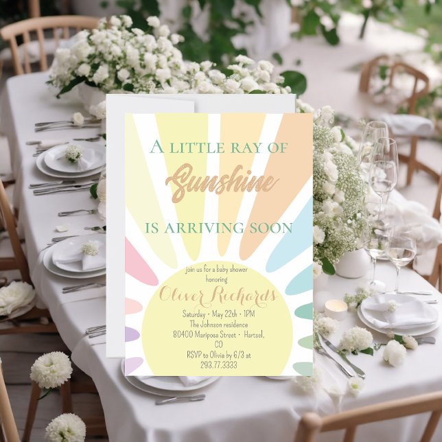 Sunshine Baby Shower Boho Retro Pink Baby Shower  Invitation (Creator Uploaded)