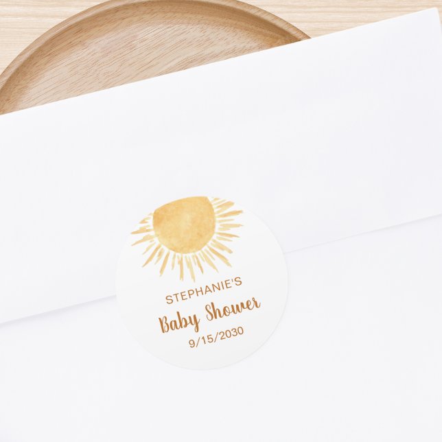 Sunshine Baby Shower Classic Round Sticker (Creator Uploaded)