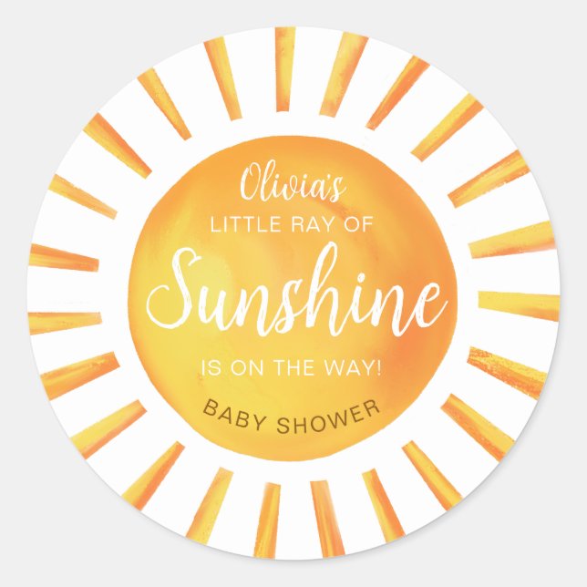Sunshine Baby Shower Classic Round Sticker (Front)
