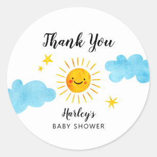 Sunshine Baby Shower Gender Neutral Favour Classic Round Sticker