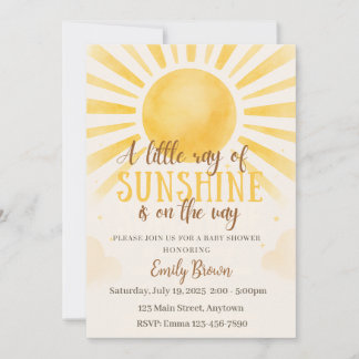 Sunshine Baby shower Genre Neutre Invitation