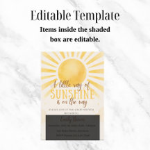 Sunshine Baby shower Genre Neutre Invitation
