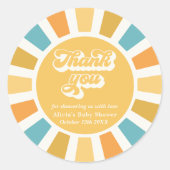Sunshine Baby Shower Here Come The Son Favours Classic Round Sticker (Front)