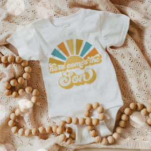 Sunshine Baby Shower Here Come The Son Yellow Rays Bodysuit