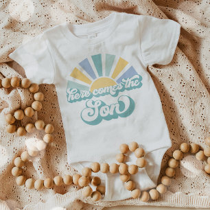 Sunshine Baby Shower Here Come The Son Yellow Rays Bodysuit