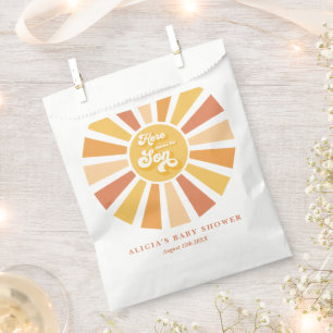 Sunshine Baby Shower Here Come The Son Yellow Rays Favour Bag